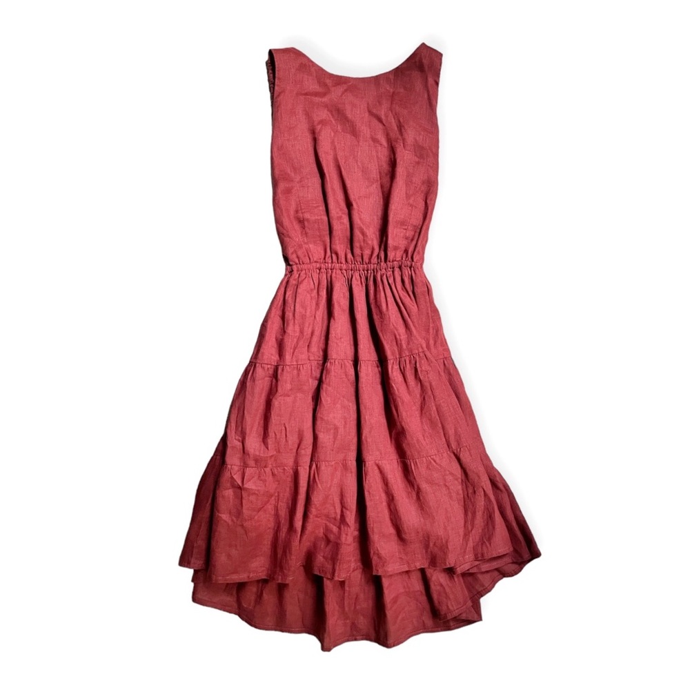 Lusana Kyra Linen Mini Dress in Rust, Sz Medium, MSRP $209